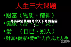 号码评估费用(号令天下号码吉凶)